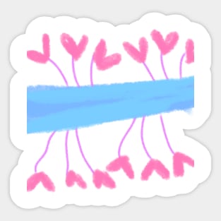 Pink blue watercolor abstract art Sticker